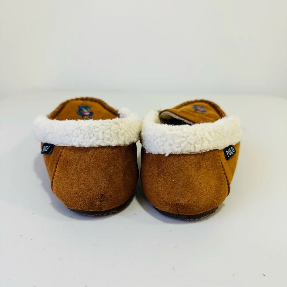 POLO RALPH LAUREN Kids Dezi Bear Moccasin Slipper Chestnut Size 3‎